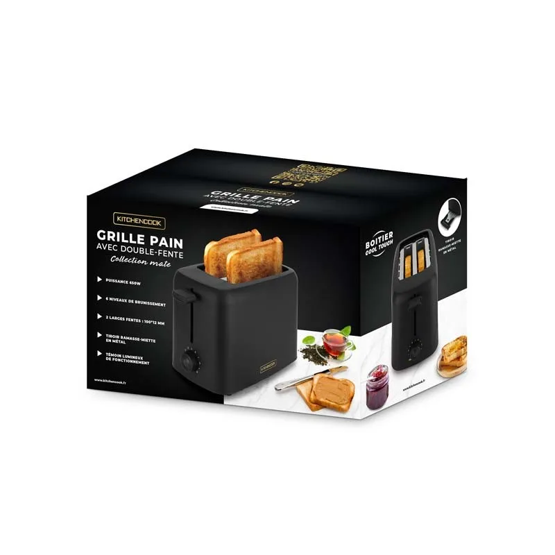Kitchencook - MATT_TOAST - Noir mat - Grille-pain 2 larges fentes - 6 niveaux - 650 W - miniature 8 - Zenkaa