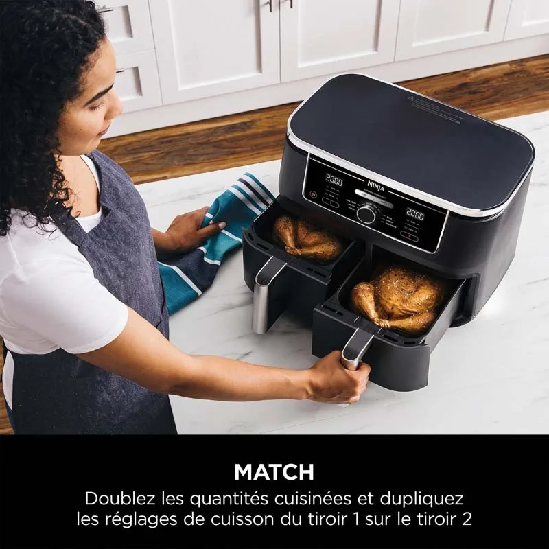Ninja - AF400EU - Noir Argent - Friteuse sans huile double tiroir 9,5L - 6 programmes - miniature 5 - Zenkaa