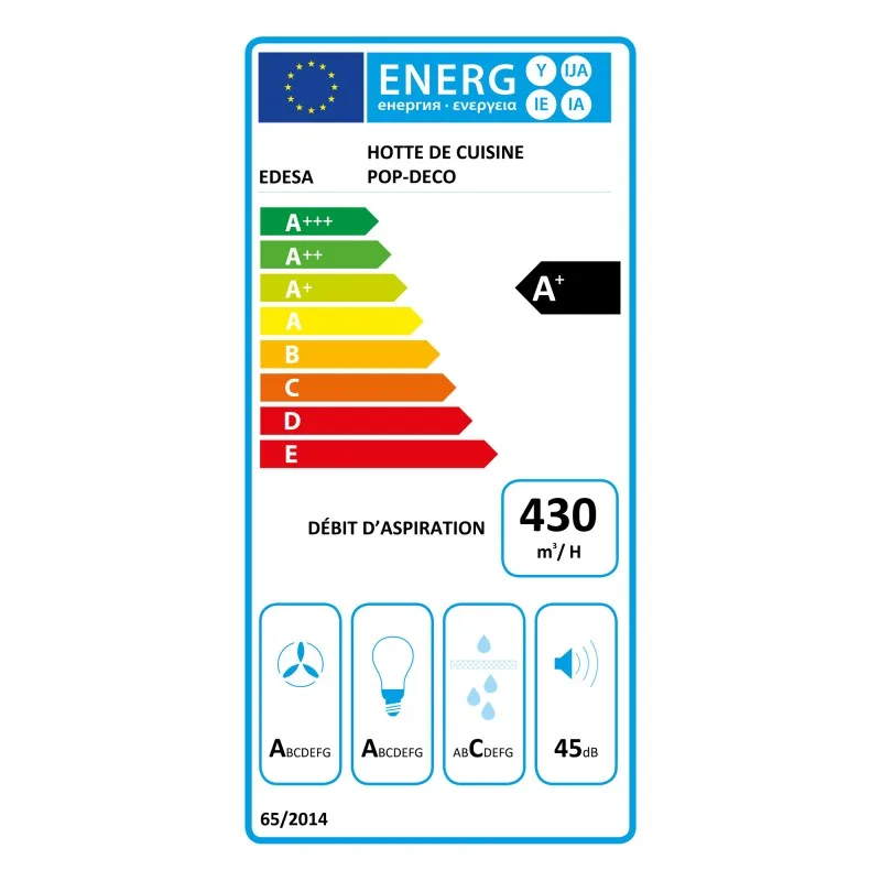 Edesa - POP-DECO - Silver et vert - Hotte murale design 430 m³/h - Classe A+ - 170 W - miniature 4 - Zenkaa