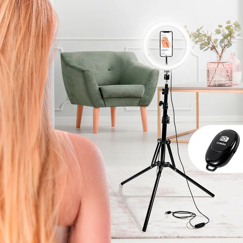Selfie sur pied avec anneau lumineux et support téléphone RL10 Wi Light - miniature 9 - Zenkaa