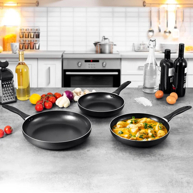 SET 3 POÊLES 24CM,28CM,32CM ALUMINIUM TFSI KYANITE 242832P DE KITCHENCOOK - miniature 2 - Zenkaa