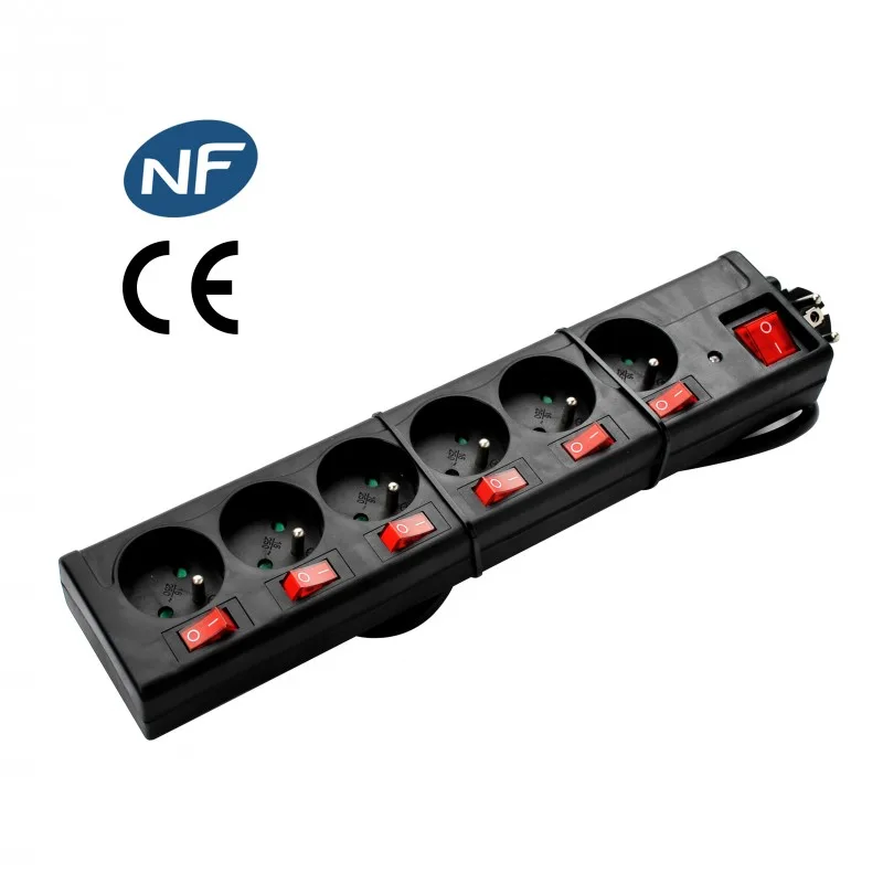 Lot de 3 Multiprises noire 6 prises avec interrupteurs indépendants FNB6KS06 BLACK X3 de Pullman - miniature 2 - Zenkaa