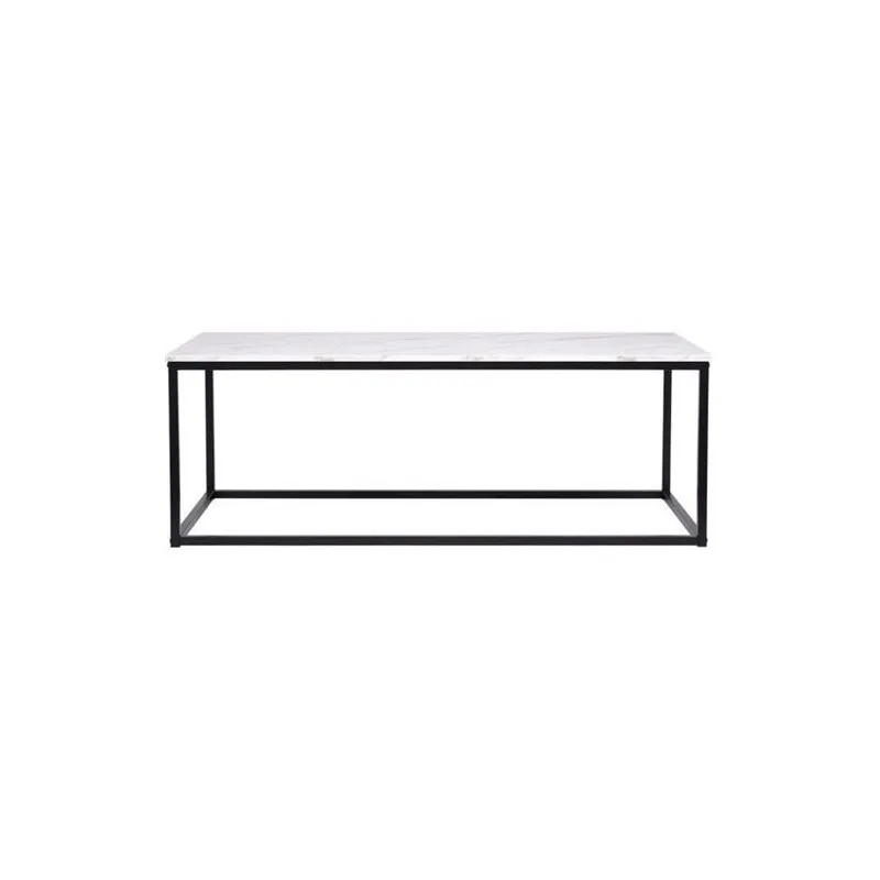 MABLE TABLE BASSE RECTANGULAIRE - DÉCOR MARBRE PIÉTEMENT MÉTAL NOIR HT20C39REC - miniature 3 - Zenkaa