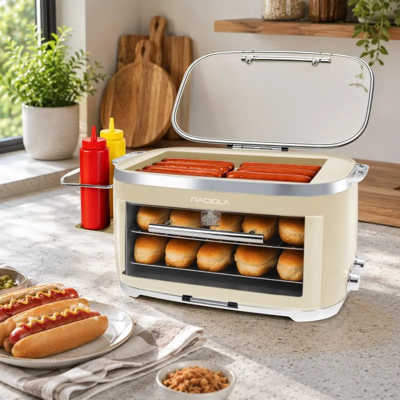 Radiola - DOGDOG CREAM - Machine à hot-dogs - 5 rouleaux chauffants - Chauffe-pain - 260 W - miniature 3 - Zenkaa