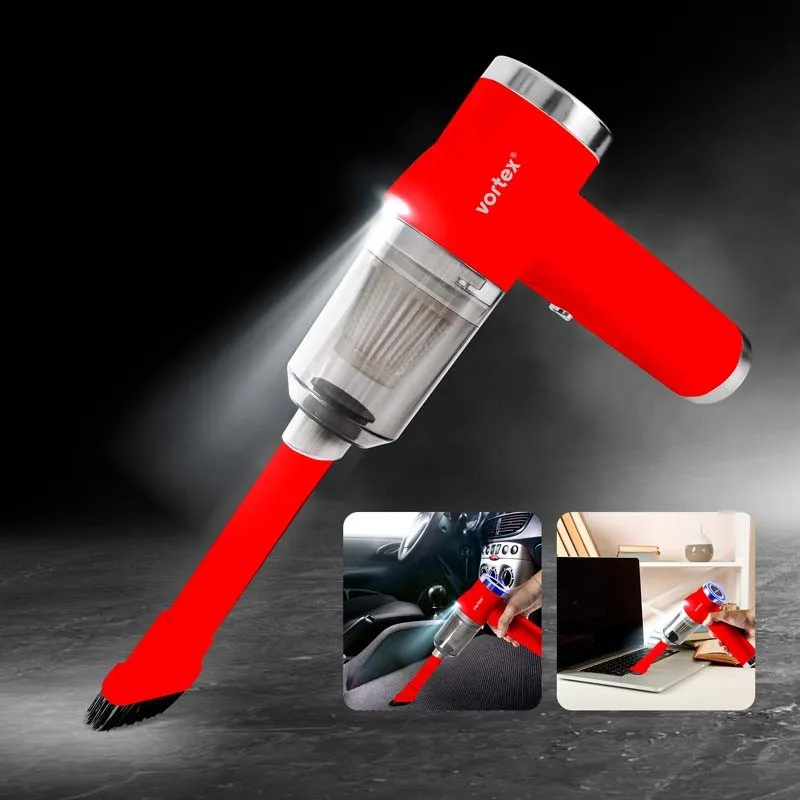 Vortex - CRC90 Red - Aspirateur à main sans fil pliable avec LED et accessoires - miniature 5 - Zenkaa