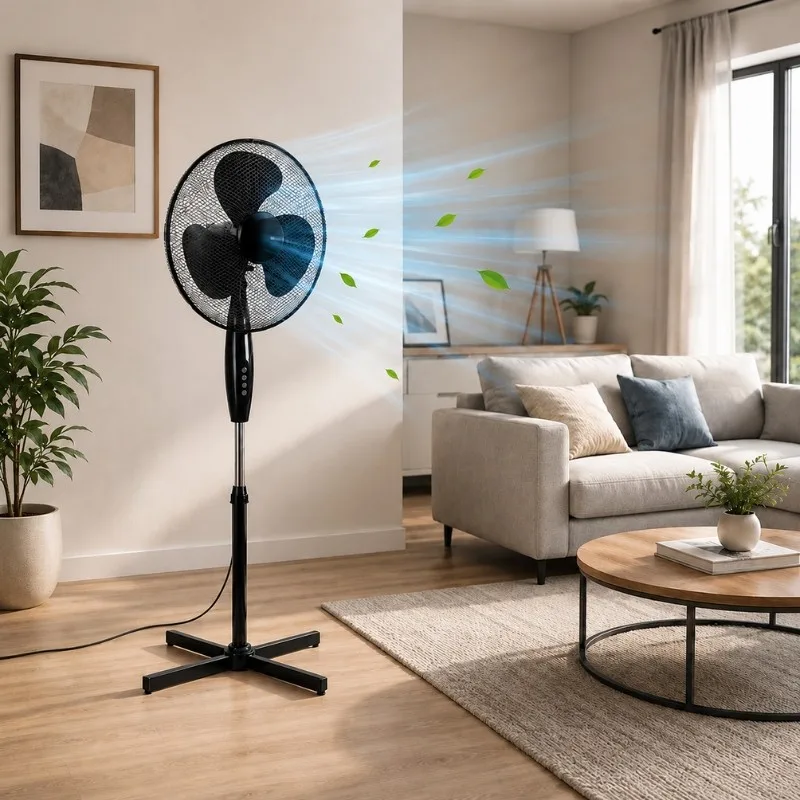 Ventilateur sur Pied Ajustable 40 cm – Noir 55W - miniature 2 - Zenkaa