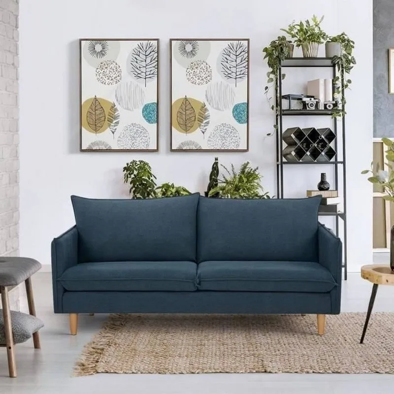 MARLON CANAPÉ 2 PLACES TISSU BLEU FONCÉ ADMARLON2PBLEU - miniature 2 - Zenkaa