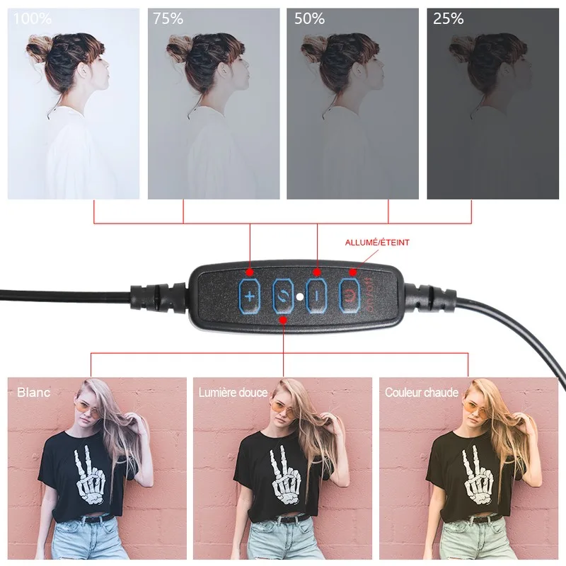 Selfie sur pied avec anneau lumineux et support téléphone RL10 Wi Light - miniature 6 - Zenkaa