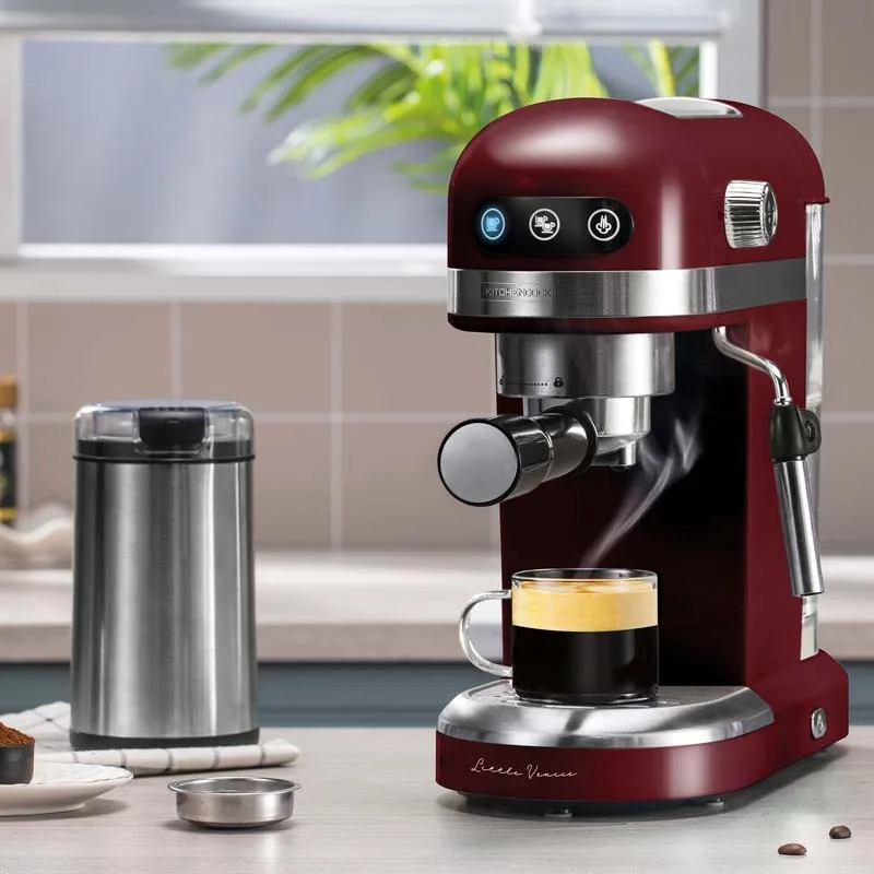 Machine à expresso 19 bars avec buse inox LITTLE VENICE bordeaux Kitchencook - miniature 2 - Zenkaa