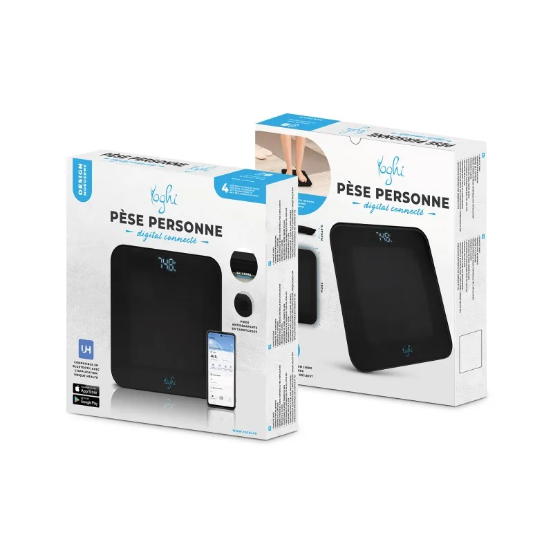 YOGHI - I_FIT_2_BLACK - Noir - Pèse-personne connecté - 180 kg - App dédiée - miniature 6 - Zenkaa