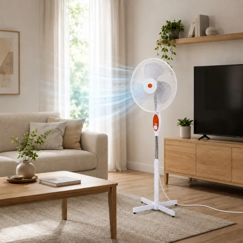 Ventilateur sur pied - Ø 40 cm - 45 W - Orange Blanc - miniature 3 - Zenkaa