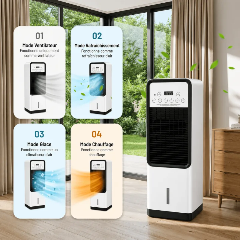 Rafraîchisseur d'air 4-en-1 - Télécommande - Chauffage - 1800 W - miniature 4 - Zenkaa